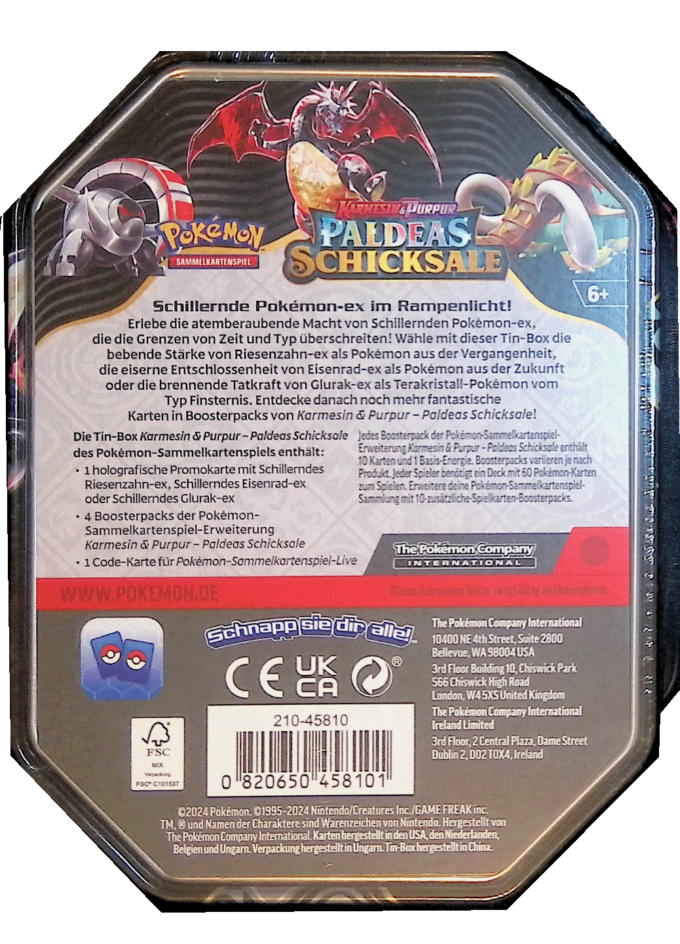 Pokemon Tera Glurak ex / Charizard ex Tin Box - Paldeas Schicksale (DE)